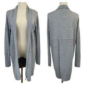 Lululemon Sit In Lotus Wrap II Sz 6 Light Blue Merino Wool Cardigan Sweater VGUC